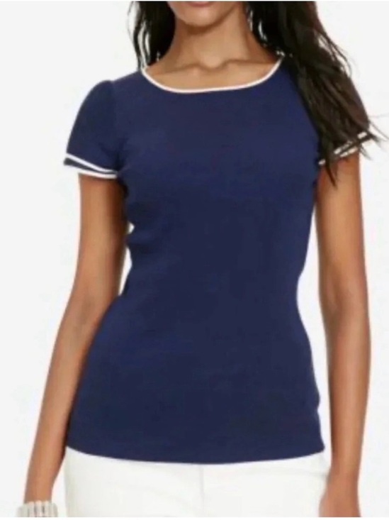 Lauren Ralph Lauren Tops - Lauren Ralph Lauren Medium
M Ribbed Top Flutter Sleeve Navy Blue Baby Tee Shirt